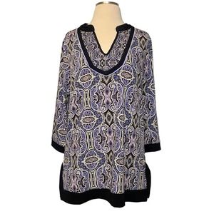 Women's Dana Buchman M Purple Printed Top
